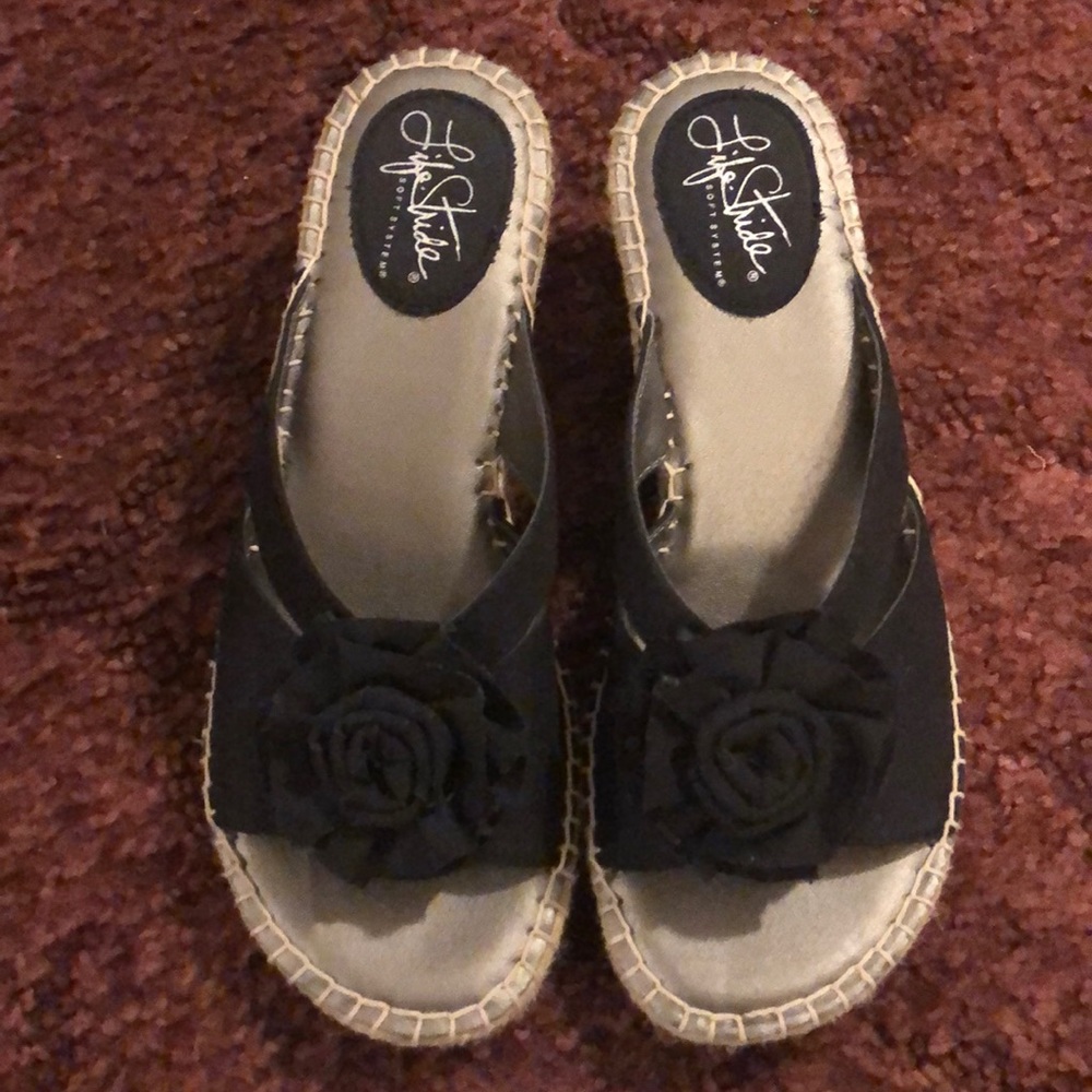 Life stride slip on wedges/sandals. Size 7.5M
